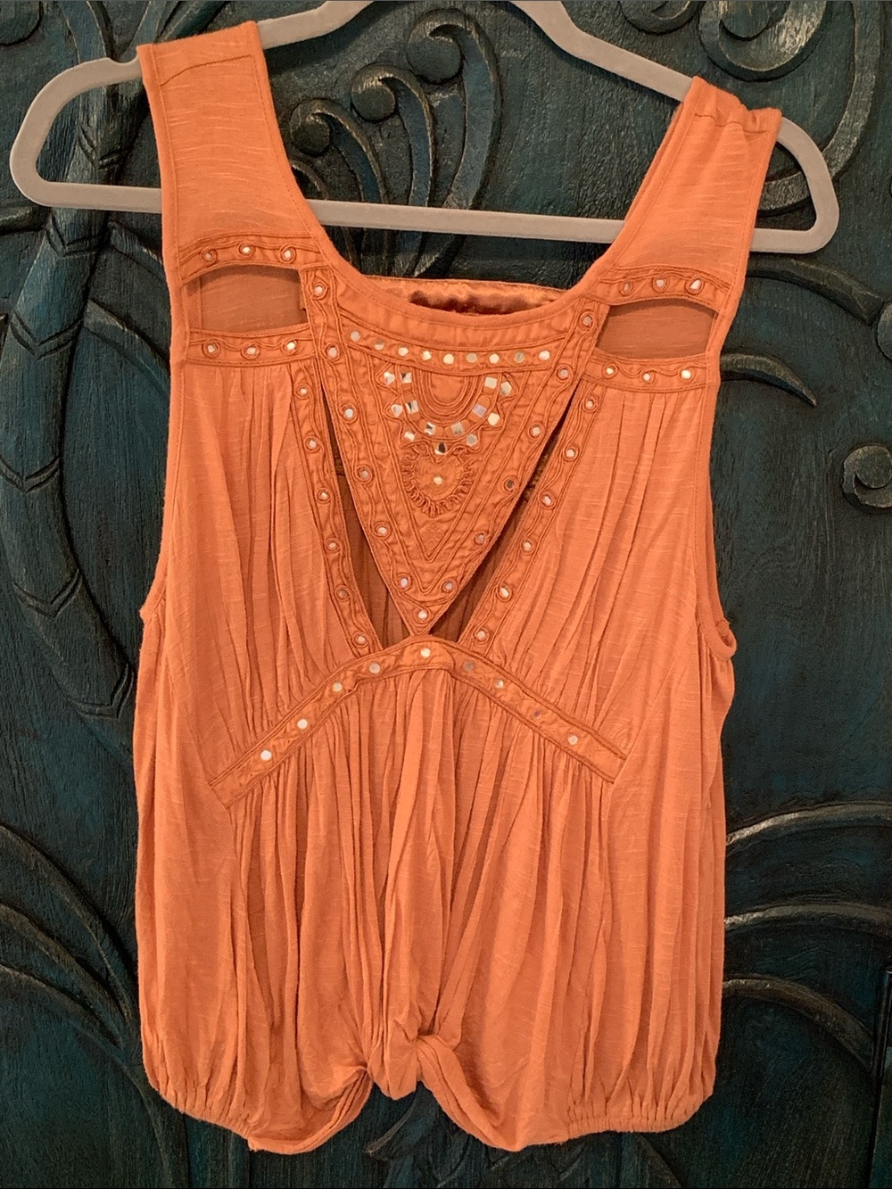 Free People Embellished Cutout Tank Sienna